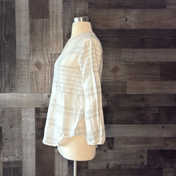 LOFT Lou & Grey peasant top XSmall Henley textured stripes coastal boho chic - Picture 8 of 12